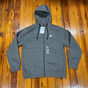 Nike Sportswear Club Fleece Men's Full-Zip Hoodie Gray Medium BV2645-071 NWT